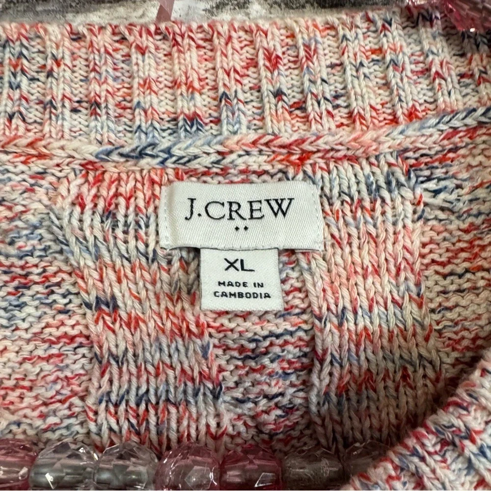 J. Crew cable knit pullover sweater red white blue
